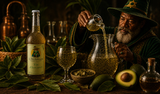 Vin artisanal d'avocatier élaboré à partir de feuilles naturelles